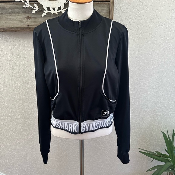Gymshark Jackets & Blazers - Gymshark‎ Recess black track top full zip ladies size Large